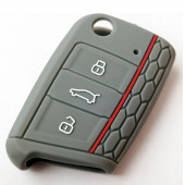 VOLKSWAGEN GOLF POLO T-CROS T-ROC TAIGO TIGUAN CADDY SİLİKON ANAHTAR KILIF (GRİ) thumbnail 1