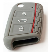 VOLKSWAGEN GOLF POLO T-CROS T-ROC TAIGO TIGUAN CADDY SİLİKON ANAHTAR KILIF (GRİ) thumbnail 4