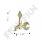 FKN İkili Hamam Taslı Lüks Tuğralı Sarı Osmanlı Musluk thumbnail 4