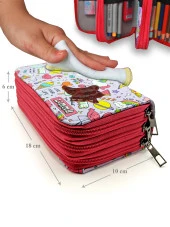 Kalem Kutusu Mor Unicorn Flamingo Kawai Organizer Kalemkutu Vegan Deri Üç Bölmeli Kalemlik - Pembe - 4