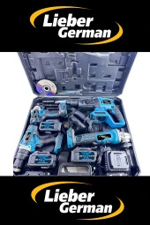 Lieber German 4 Lü Mutheşem Set 21 V 3 Ah 3 X Akü Kırıcı Delici+ Somun Sıkma Sökme+Taşlama+Darbeli Matkap - 1