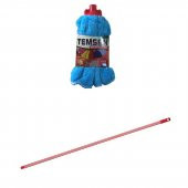 Yedek Islak Temizlik Kovası Mop Takımı Seti - Temsan Havlu Mop + Metal Çizgili Vidalı Sap - 1 Adet - 1