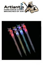 Işıklı Deniz Kızı Uçlu Kalem Seti Pembe 0.7 mm 1 Paket Denizkızı Başlıklı Versatil Kalem Süslü Silikonlu Hediyelik Kalem - 6