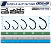 Owner 53263 C-3 Carp Tsuyoshi Black Chrome Sazan Olta İğnesi - 3