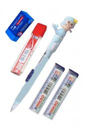 Işıklı Deniz Kızı Uçlu Kalem Seti Mavi 0.7 mm 1 Paket Denizkızı Başlıklı Versatil Kalem Süslü Silikonlu Hediyelik Kalem - 1