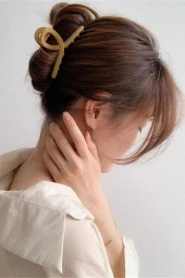 Mandal Toka İthal Ürün Fiyonk Büyük Boy 13 cm Mat Vizon Saç Tokası - 6