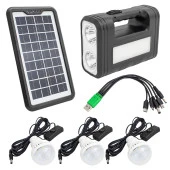 Powermaster Solar Güneş Enerji Panelli 3 Ampullü Kamp Lambası Aydınlatma Powerbank Özellikli Çoklu Şarj Kablolu - 1