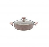 Oms Collection 34 cm Granit Karnıyarık Tenceresi Kahverengi Metal Çerçeveli Kapak - 1