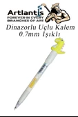 Işıklı Dinazor Uçlu Kalem 0.7 1 Adet Dinazor Başlıklı Versatil Kalem Süslü Silikonlu Hediyelik Kalem - 1