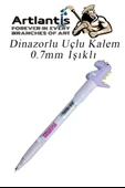 Işıklı Dinazor Uçlu Kalem 0.7 1 Adet Dinazor Başlıklı Versatil Kalem Süslü Silikonlu Hediyelik Kalem - 4