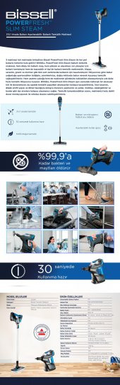 Bissell 2234N Powerfresh Slim Steam 3'Ü 1 Arada Buharı Ayarlanabilir Buharlı Temizlik Makinesi - 7