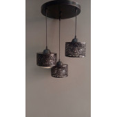 3'LÜ SİYAH MOTİFLİ GLOB CAMLI SARKIT AVİZE - 1