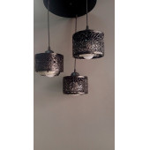 3'LÜ SİYAH MOTİFLİ GLOB CAMLI SARKIT AVİZE - 2