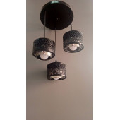 3'LÜ SİYAH MOTİFLİ GLOB CAMLI SARKIT AVİZE - 3