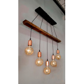 BAKIR DUYLU 5'Lİ AHŞAP SARKIT AVİZE - 1