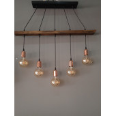 BAKIR DUYLU 5'Lİ AHŞAP SARKIT AVİZE - 2