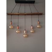 BAKIR DUYLU 5'Lİ AHŞAP SARKIT AVİZE - 3