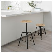 Çam Tabure, Siyah Renk MeridyenDukkan Metal Ayaklar ,Ayarlanabilir Yükseklik Mutfak Masa Taburesi thumbnail 6