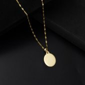 14 Ayar Altın Oval Plaka Kolye thumbnail 4