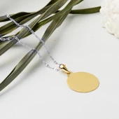 1.5 cm Çaplı 14 Ayar Altın Plaka Kolye Ucu thumbnail 3