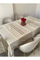 Ham Keten Krem 2li Vintage Runner (40 x 80) - 6