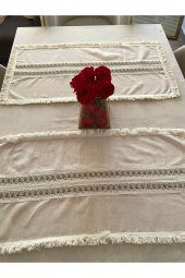 Ham Keten Krem 2li Vintage Runner (40 x 80) - 1