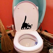 Wc Tuvalet Klozet Dekorasyonu İçin Dekoratif Yavru Kedi Gizli Sticker Çıkartma - 2
