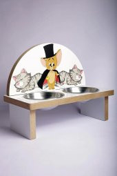 Tom ve Jerry Kedi Baskılı Mama Kabı Ahşap Köpek Mama Su Kabı - 2