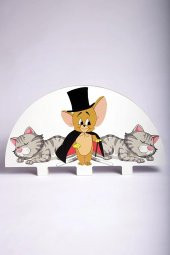Tom ve Jerry Kedi Baskılı Mama Kabı Ahşap Köpek Mama Su Kabı - 7