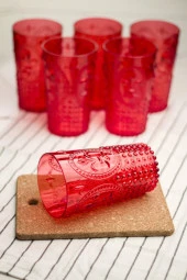 Akrilik Kırmızı Tekli Uzun Bardak & Su Meşrubat Bardağı 750 ml ( Büyük Boy & Cam Değildir ) thumbnail 2