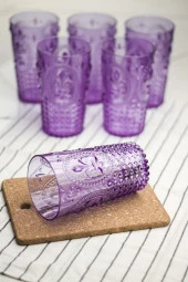 Akrilik Mor 6'lı Uzun Bardak & Su Meşrubat Bardağı 750 ml ( Büyük Boy & Cam Değildir ) thumbnail 1