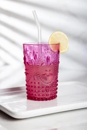 Akrilik Pembe Tekli Kısa Bardak & Su Meşrubat Kahve Yanı Bardağı 400 ml ( Cam Değildir ) thumbnail 1