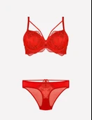 Nurteks Dantel Detaylı Destekli Sütyen Takım Kırmızı thumbnail 2