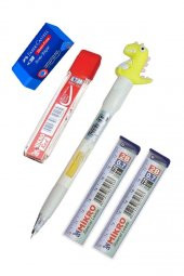 Işıklı Dinazor Uçlu Kalem Seti Sarı 0.7 mm 1 Paket Dinazor Başlıklı Versatil Kalem Süslü Silikonlu Hediyelik Kalem - 1