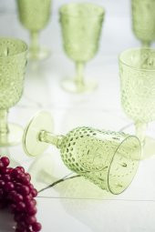 Akrilik Yeşil Tekli Kadeh & Su Meşrubat Kahve Yanı Bardağı 450 ml ( Cam Değildir ) thumbnail 3