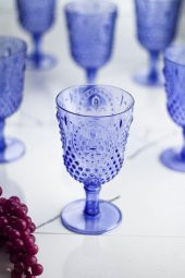 Akrilik Mavi 6lı Kadeh & Su Meşrubat Kahve Yanı Bardağı 450 ml ( Cam Değildir ) - 2