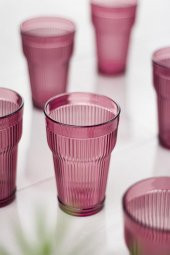 Akrilik Mürdüm 6'lı Uzun Bardak & Su Meşrubat Bardağı 400 ml ( Cam Değildir ) thumbnail 3