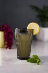 Akrilik Füme 6'lı Uzun Bardak & Su Meşrubat Bardağı 400 ml ( Cam Değildir ) - 5