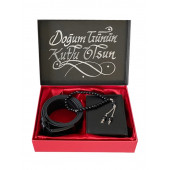 ERKEK HEDİYE SİYAH KEMER CÜZDAN HARFLİ TESBİH - 1