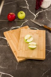 2 Lİ Bambu Kesme Tahtası Sunum Tahtası 22x32 - 2