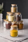 12'li Bambu Kapaklı Cam Kavanoz & Baharat Takımı & Baharatlık Seti 250 ML (Vakum Kapak) - 10