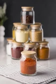 6'lı Bambu Kapaklı Cam Kavanoz & Baharat Takımı & Baharatlık Seti 200 ML (Vakum Kapak) - 10