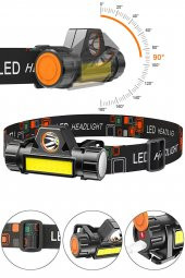 Kafa Lambası LED Şarjlı Su Geçirmez Darbeye Dayanıklı Kamp İş Kafa Feneri 6500K 4W thumbnail 1