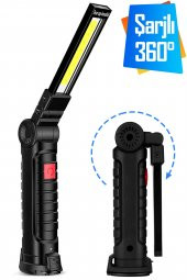 El Feneri 5 Modlu 360° LED Çalışma Işığı İş Lambası Darbeye Dayanıklı Mıknatıslı Kaportacı Feneri 3W - 1