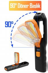 El Feneri 4 Modlu 90° Akrobat LED Çalışma Işığı İş Lambası Darbeye Dayanıklı Mıknatıslı Fener 8W - 3