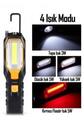El Feneri 4 Modlu 90° Akrobat LED Çalışma Işığı İş Lambası Darbeye Dayanıklı Mıknatıslı Fener 8W - 8