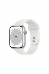 Apple Watch Series 8 GPS 45mm Gümüş Rengi Alüminyum Kasa ve Spor Kordon Akıllı Saat - 1