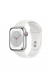 Apple Watch Series 8 GPS 41mm Gümüş Rengi Alüminyum Kasa ve Spor Kordon Akıllı Saat - 1