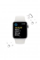 Apple Watch SE GPS 40mm Gümüş Rengi Alüminyum Kasa ve Beyaz Spor Kordon Akıllı Saat - 4