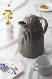 1 LT Isı Yalıtımlı Çay Ve Soğuk Su Termosu Gri (12 Saat Sıcak Tutar& İçi Camdır) - 2